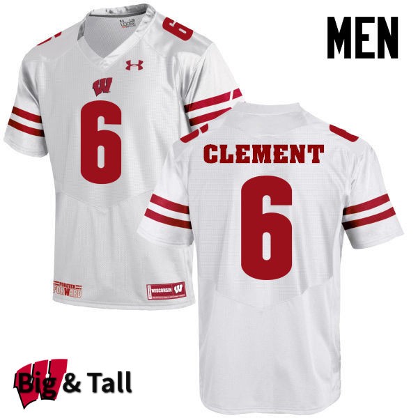 Wisconsin Badgers Men's #6 Corey Clement NCAA Under Armour Authentic White Big & Tall College Stitched Football Jersey LV40H74WD